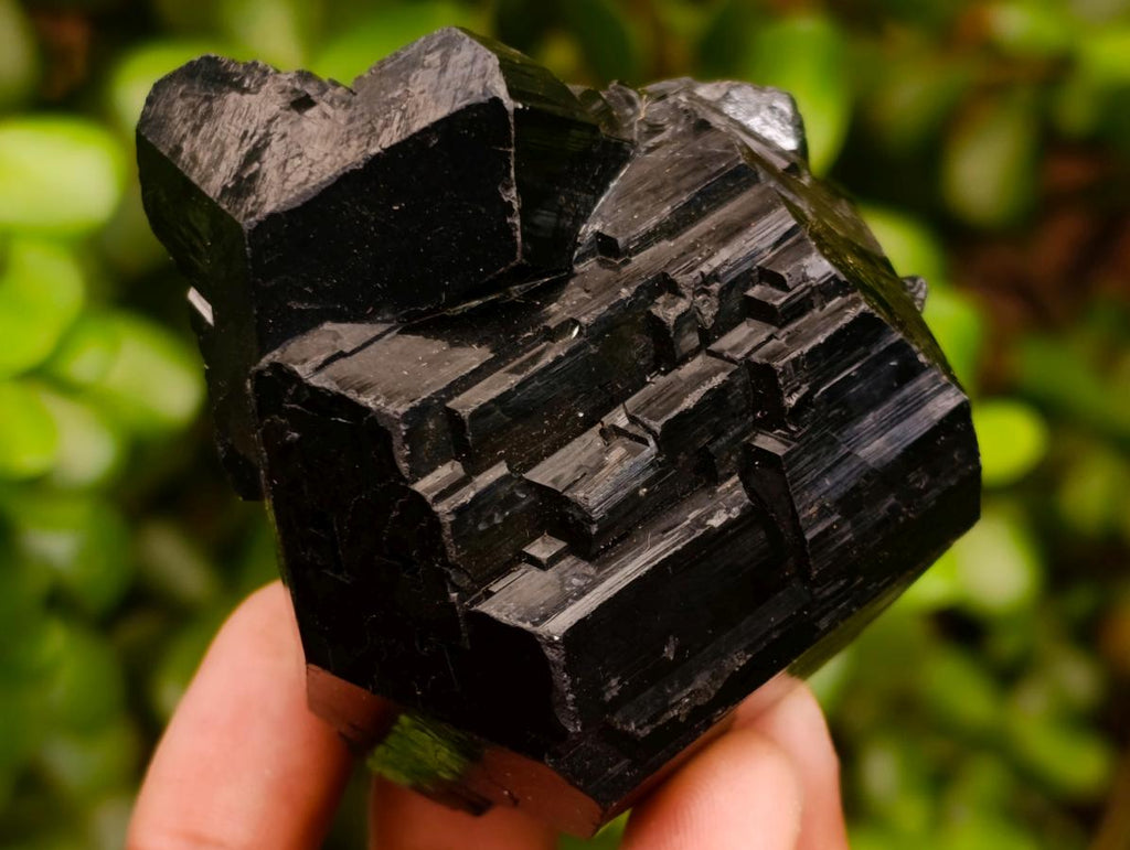 Natural Shiny Schorl Tourmaline with a Double Mercedes Star terminated Crystal Specimen x 1 From Erongo, Namibia