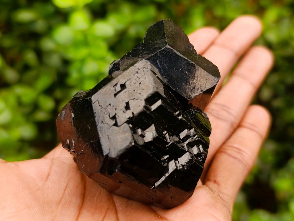 Natural Shiny Schorl Tourmaline with a Double Mercedes Star terminated Crystal Specimen x 1 From Erongo, Namibia