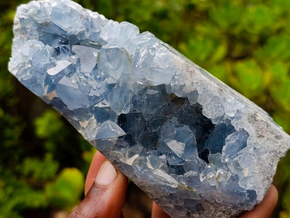 Polished and Natural Crystal Centred Blue Celestite Crystal x 1 From Sakoany Madagascar