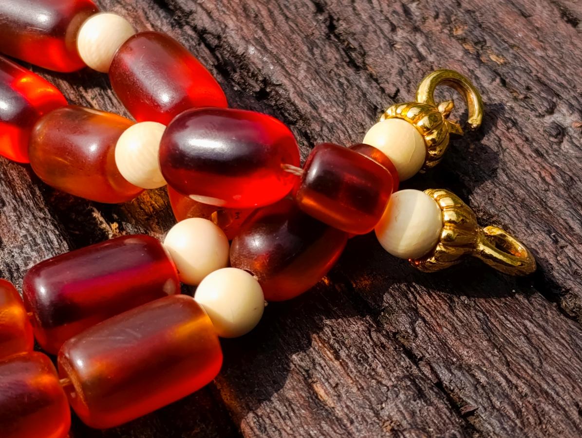 Hand Made Antique North African Amber Necklace x 1 From North Africa