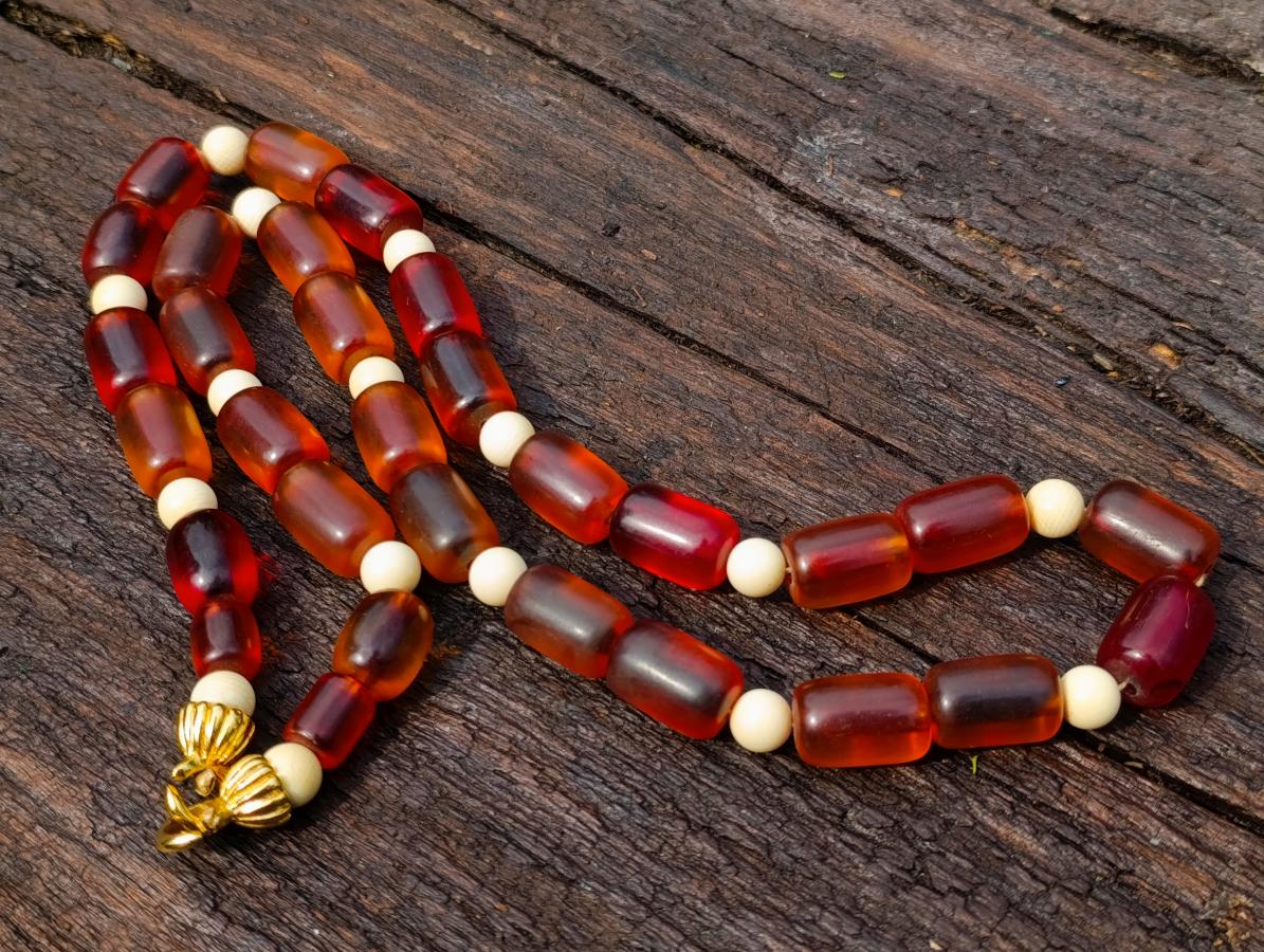 Hand Made Antique North African Amber Necklace x 1 From North Africa