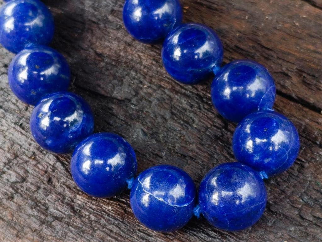 Hand Made Deep Blue Lapis Lazuli Beaded Necklace x 1 From Afghanistan