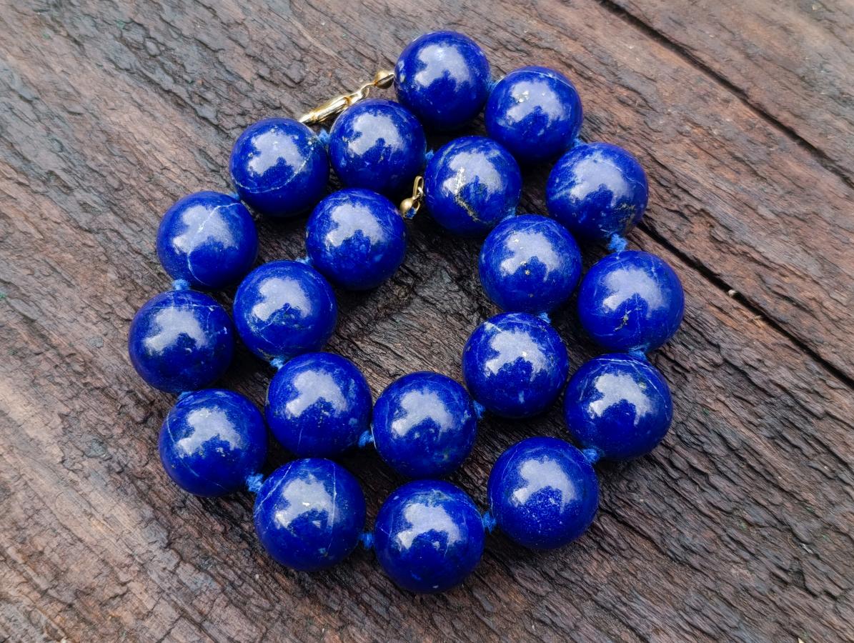 Hand Made Deep Blue Lapis Lazuli Beaded Necklace x 1 From Afghanistan