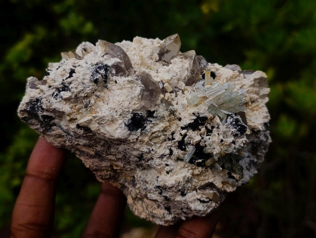 Natural Goshenite Splayed Crystal Cluster with Feldspar Schorl and Smokey Quartz  x 1 From Erongo, Namibia