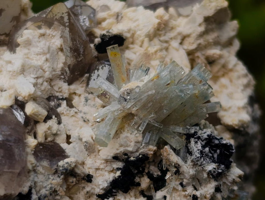 Natural Goshenite Splayed Crystal Cluster with Feldspar Schorl and Smokey Quartz  x 1 From Erongo, Namibia
