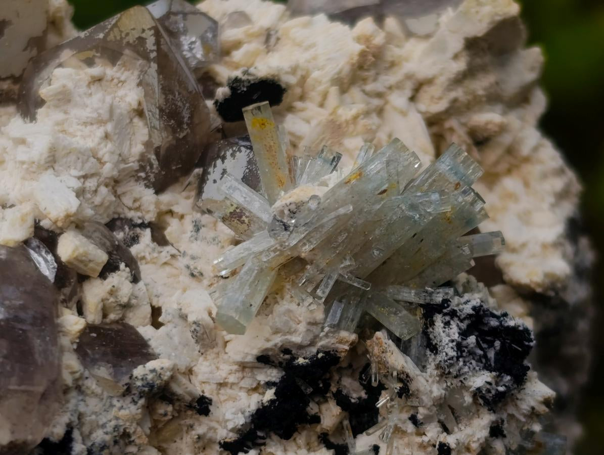 Natural Goshenite Splayed Crystal Cluster with Feldspar Schorl and Smokey Quartz  x 1 From Erongo, Namibia