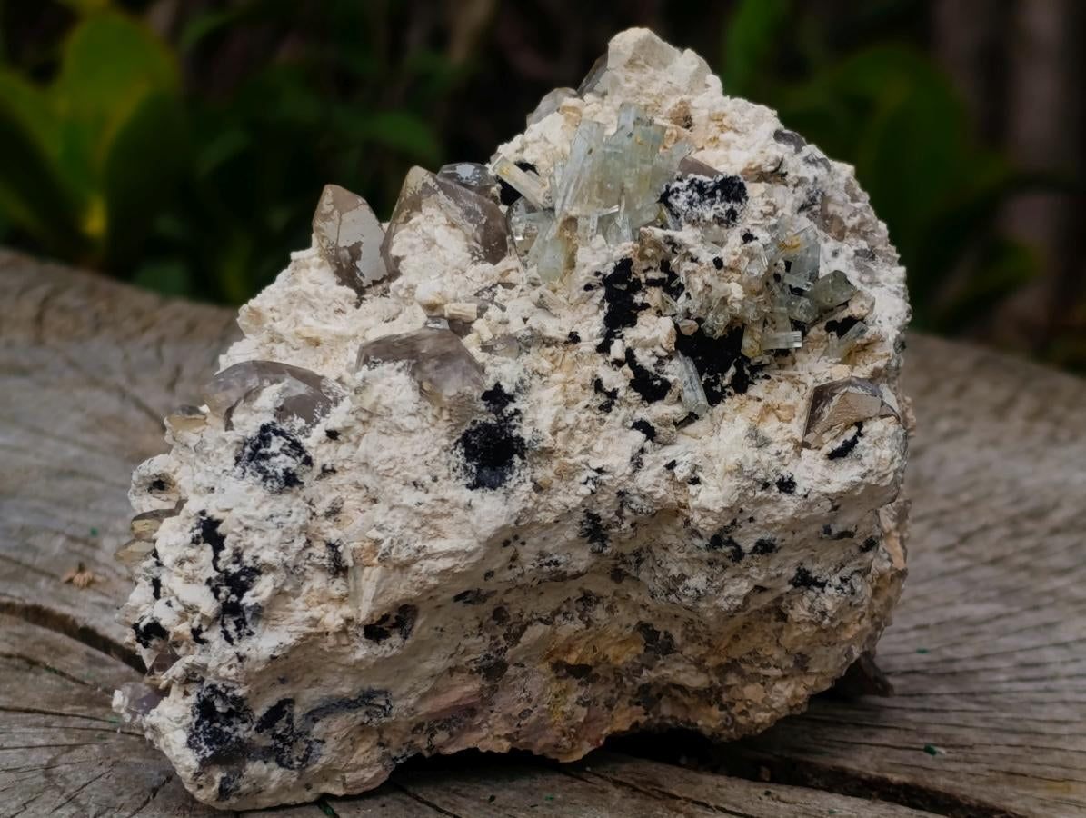 Natural Goshenite Splayed Crystal Cluster with Feldspar Schorl and Smokey Quartz  x 1 From Erongo, Namibia
