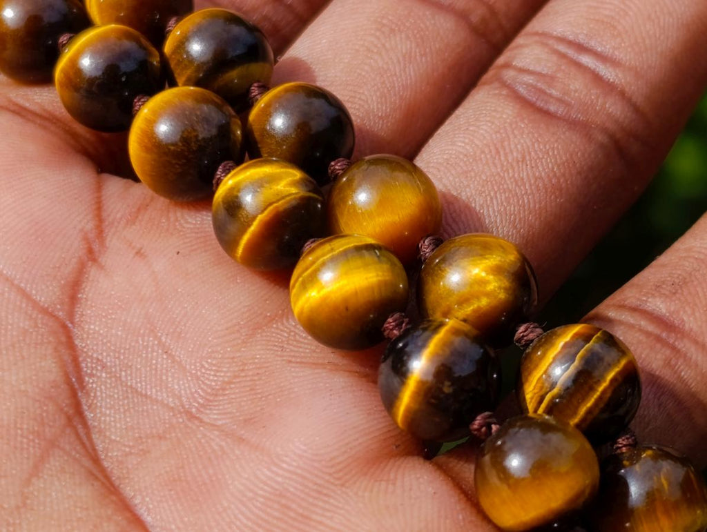 Hand Made Golden Tiger Eye 10 mm Bead Necklace - Sold Per Piece -  From  Prieska, South Africa