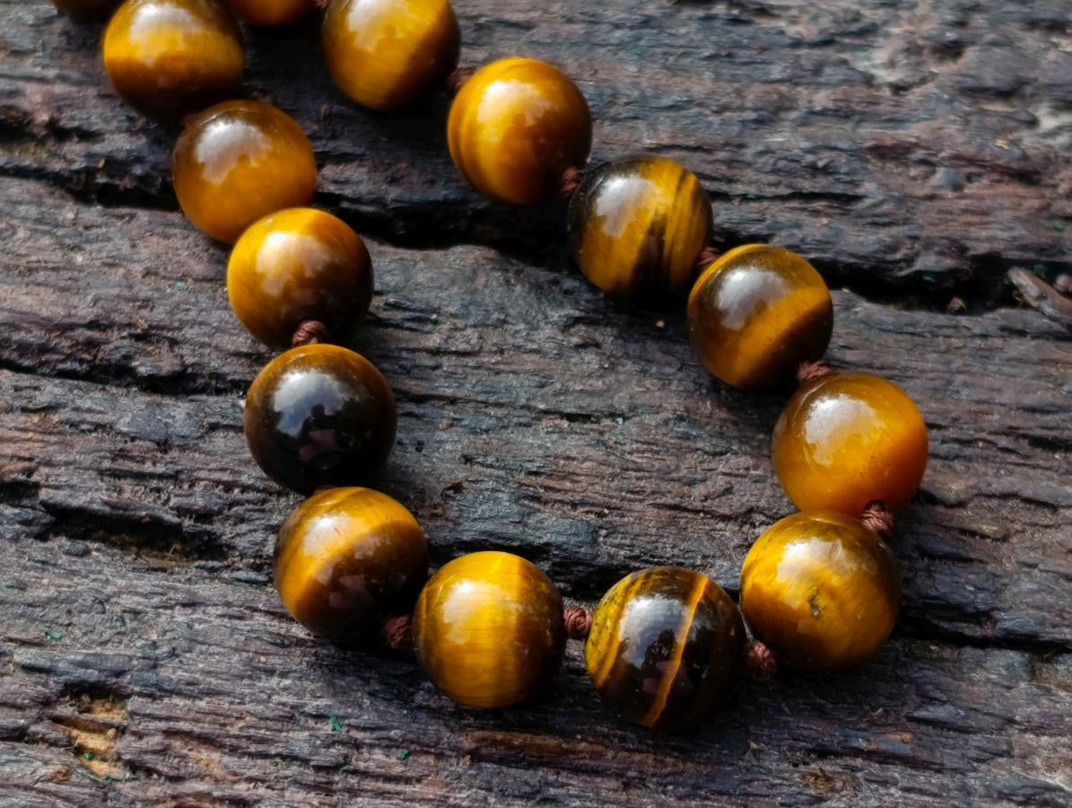 Hand Made Golden Tiger Eye 10 mm Bead Necklace - Sold Per Piece -  From  Prieska, South Africa