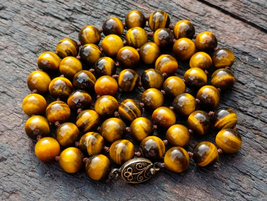 Hand Made Golden Tiger Eye 10 mm Bead Necklace - Sold Per Piece -  From  Prieska, South Africa
