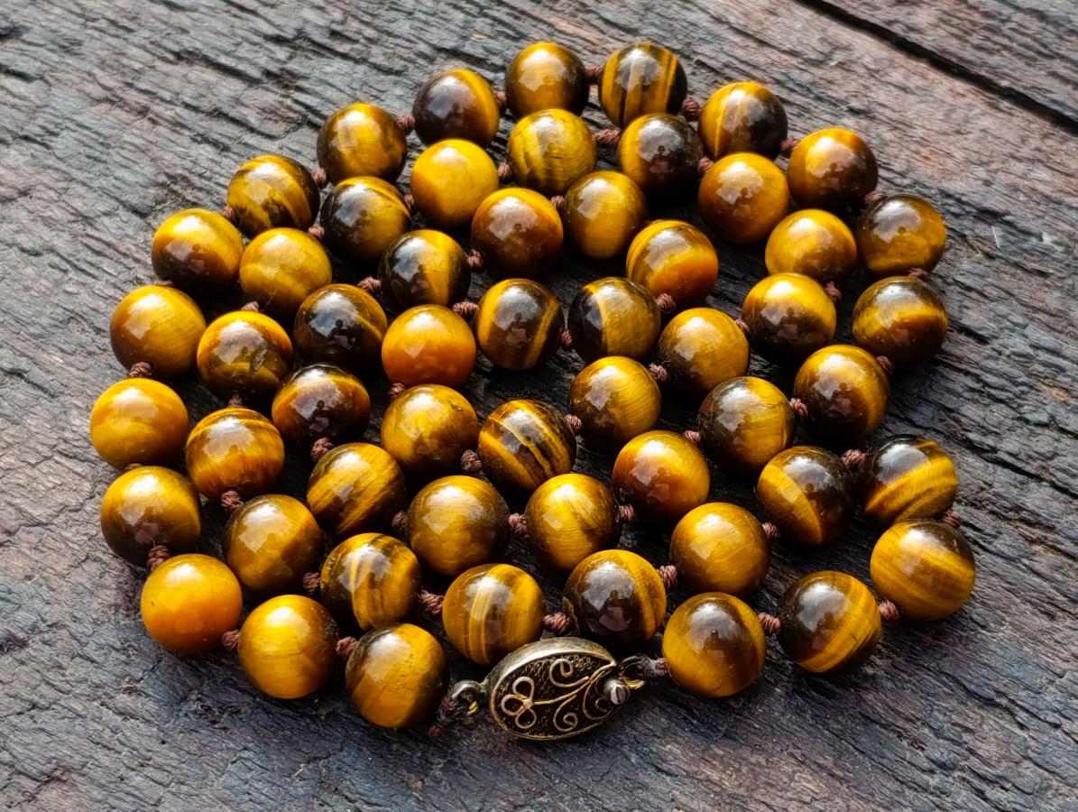 Hand Made Golden Tiger Eye 10 mm Bead Necklace - Sold Per Piece -  From  Prieska, South Africa