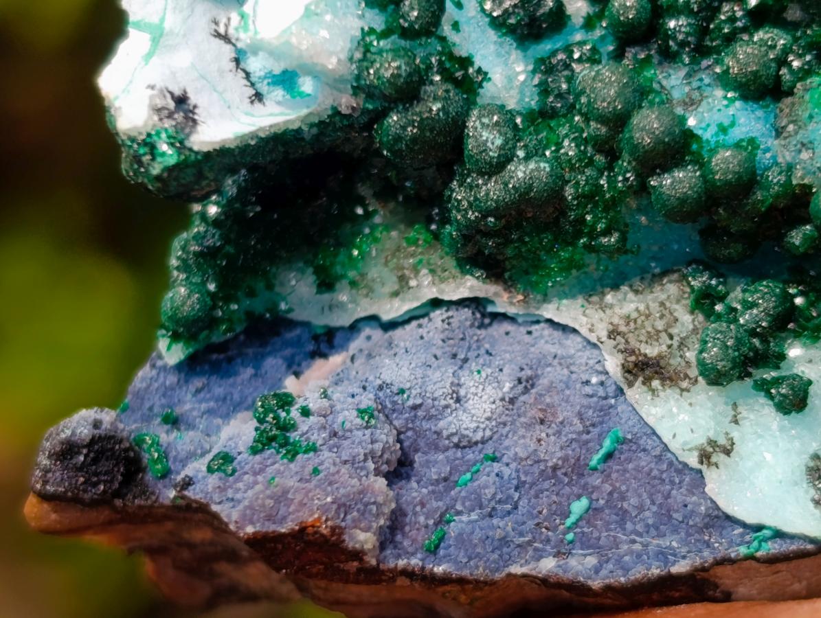 Natural Unique Drusy Coated Chrysocolla with Malachite Stalactites x 1 from  Lupoto Mine, Congo