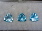Polished Matching Set of 3 Swiss Blue Topaz Faceted Trillion Cut Stones x 1 From Switzerland