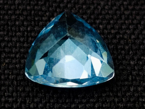 Polished Matching Set of 3 Swiss Blue Topaz Faceted Trillion Cut Stones x 1 From Switzerland