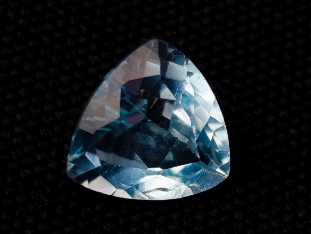 Polished Matching Set of 3 Swiss Blue Topaz Faceted Trillion Cut Stones x 1 From Switzerland