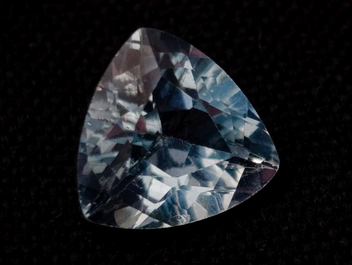 Polished Matching Set of 3 Swiss Blue Topaz Faceted Trillion Cut Stones x 1 From Switzerland