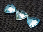Polished Matching Set of 3 Swiss Blue Topaz Faceted Trillion Cut Stones x 1 From Switzerland
