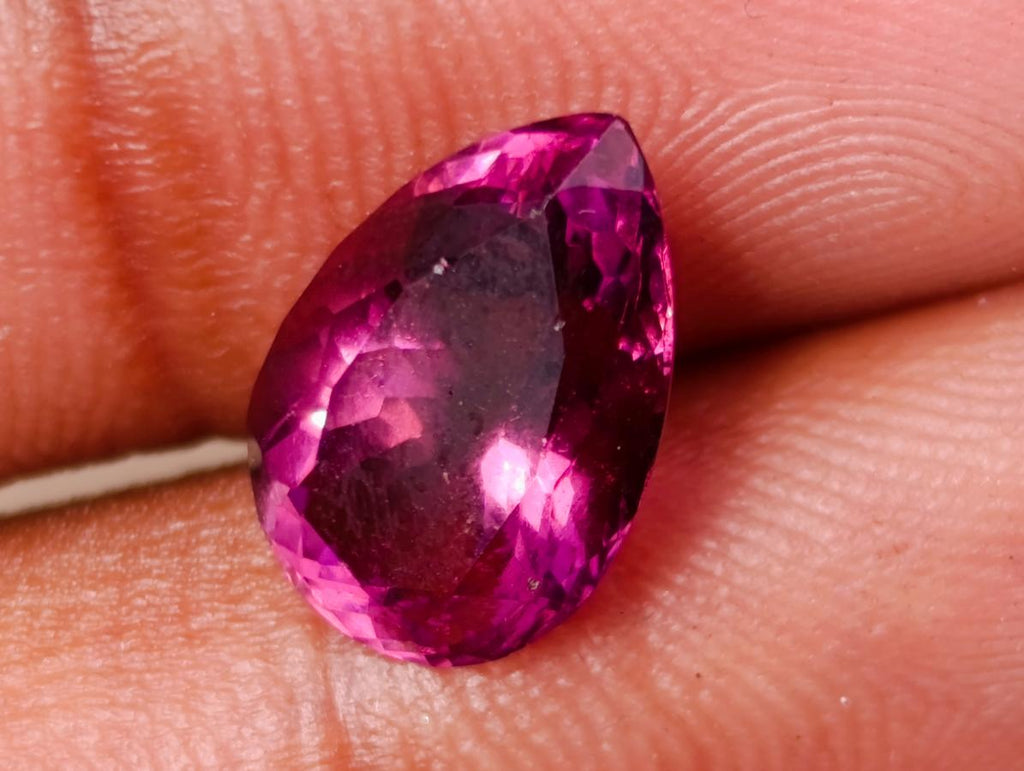 Polished Exquisite Hot Pink Tourmaline Faceted Stone with Teardrop Cut x 1 From Namibia