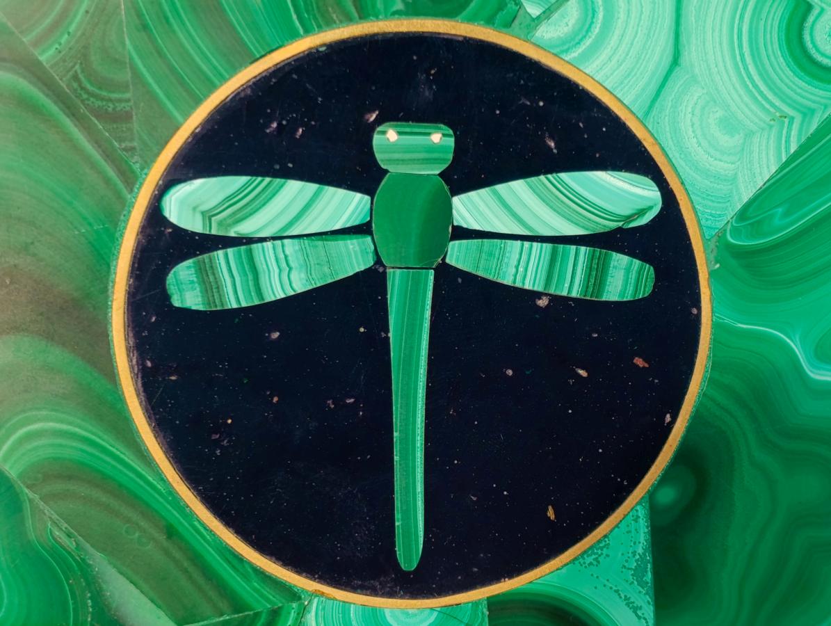 Hand Made Set of 5 Miniature Malachite Table and Four Chairs x 1 From Congo