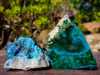 Natural and Polished Pair of Shattuckite and Malachite Specimens x 1 From Kaokoveld, Congo
