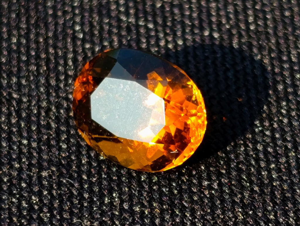 Polished Unusual Cinnamon Amber Hessonite Faceted Garnet Stone x 1 From Tanzania