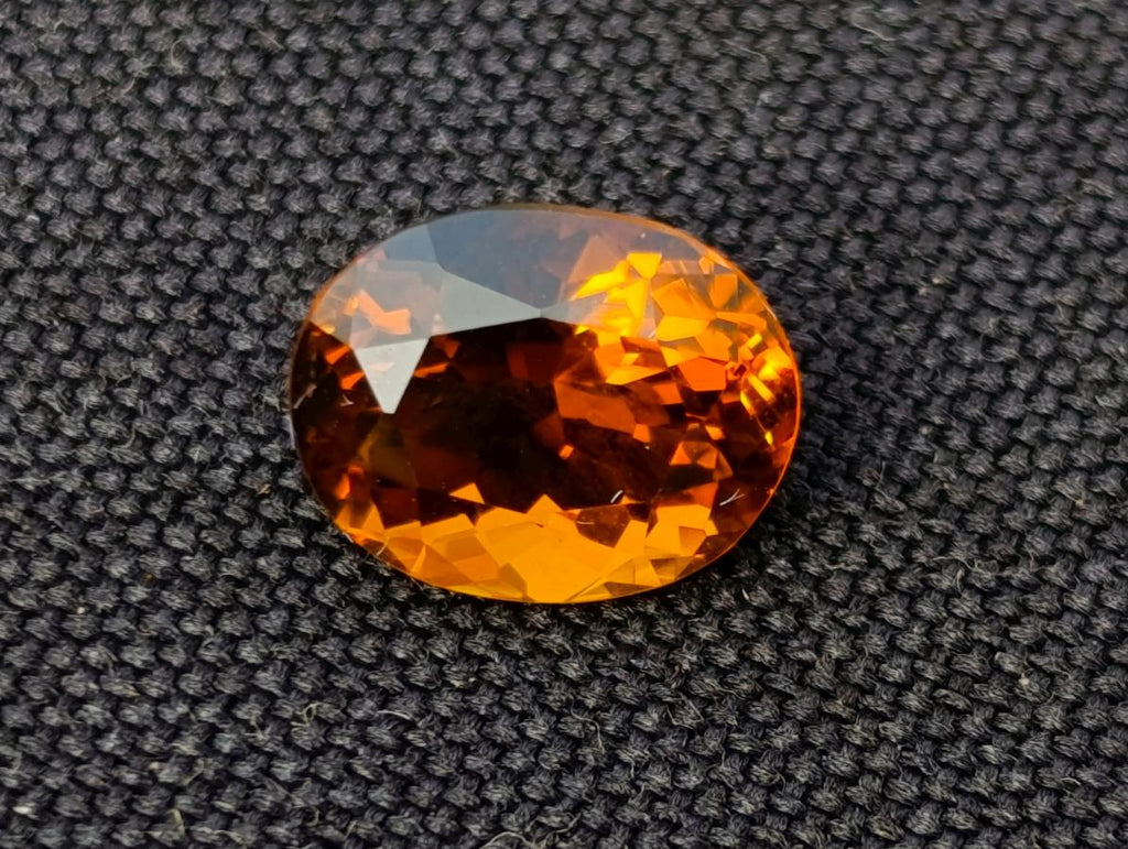 Polished Unusual Cinnamon Amber Hessonite Faceted Garnet Stone x 1 From Tanzania