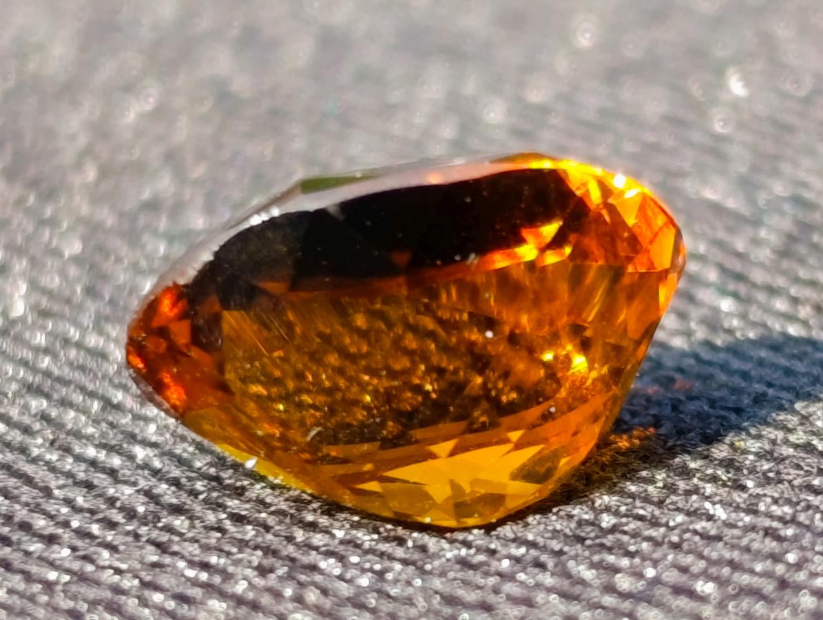 Polished Unusual Cinnamon Amber Hessonite Faceted Garnet Stone x 1 From Tanzania