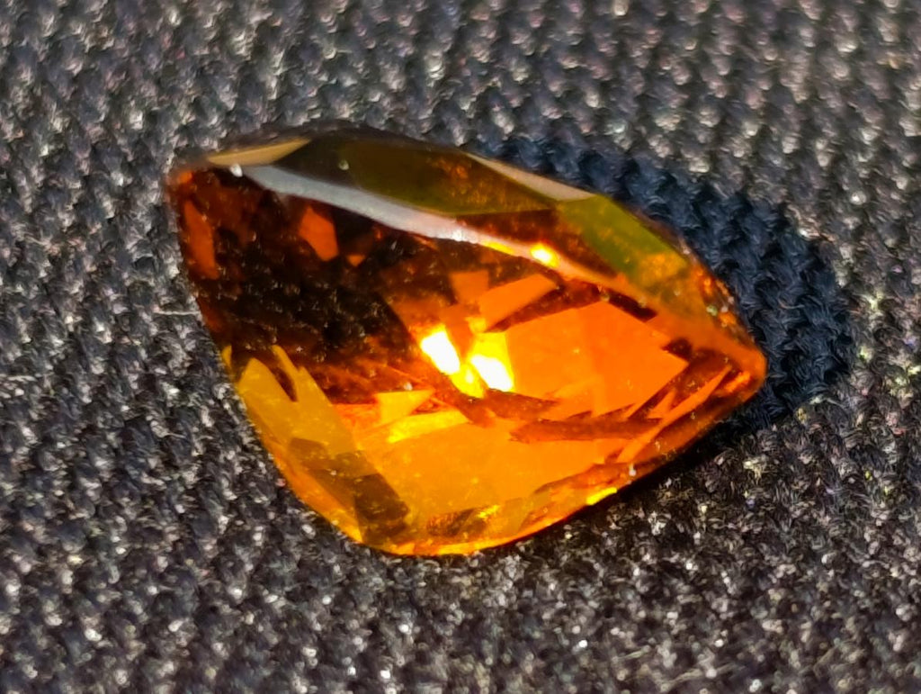 Polished Unusual Cinnamon Amber Hessonite Faceted Garnet Stone x 1 From Tanzania