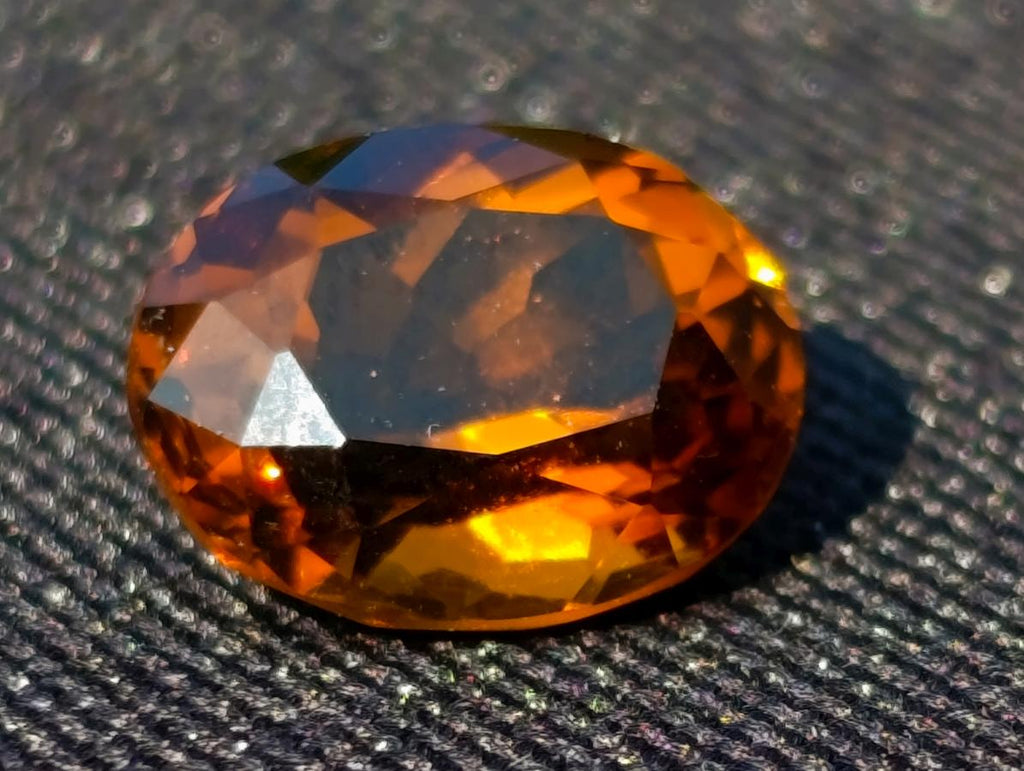 Polished Unusual Cinnamon Amber Hessonite Faceted Garnet Stone x 1 From Tanzania
