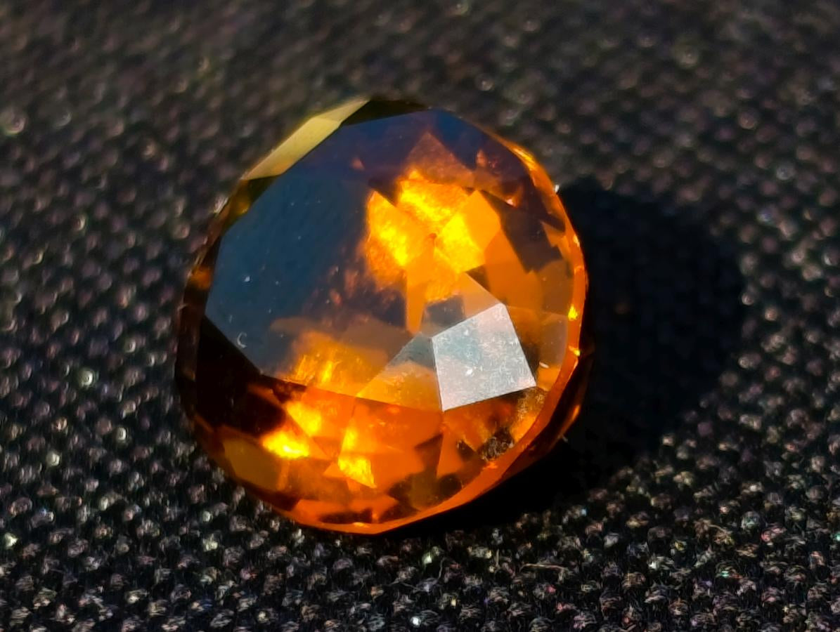Polished Unusual Cinnamon Amber Hessonite Faceted Garnet Stone x 1 From Tanzania
