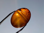 Carved Set of 3 Sacred Scarab Beetle Cabochons in Fossil Baltic Amber x 1 From Poland
