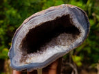 Polished and Natural Malagasy Banded Agate Geode x 1 From Maintirano, Madagascar