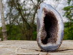 Polished and Natural Malagasy Banded Agate Geode x 1 From Maintirano, Madagascar