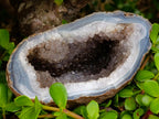 Polished and Natural Malagasy Banded Agate Geode x 1 From Maintirano, Madagascar
