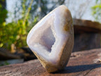 Polished and Natural Standing Blue Lace Agate Geode Display Piece x 1 From Nsanje, Malawi