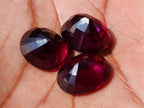 Polished Set of 3 Superb Raspberry Red Rhodolite Garnet Faceted Stones x 1 From Tiriri District, Tanzania