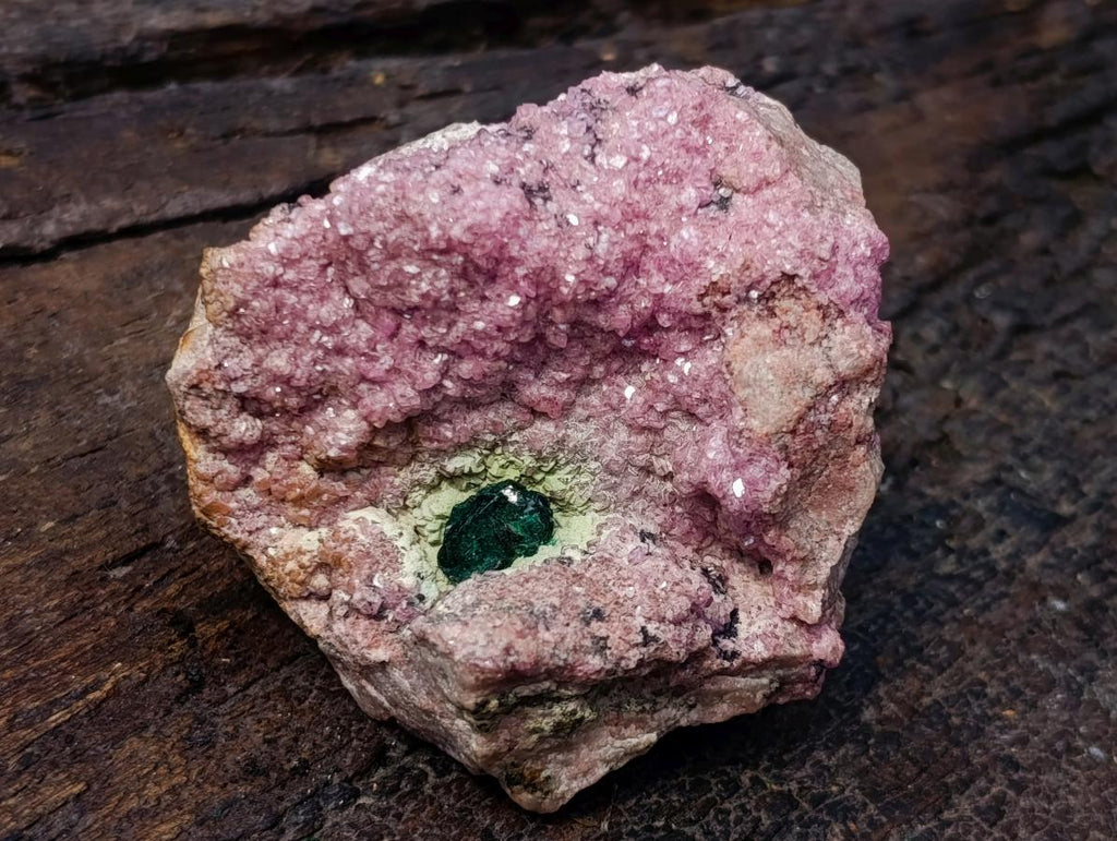 Natural Salrose Specimen with a Bladed Malachite Petillated Crystal x 1 From Kakanda, Congo