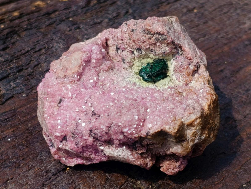 Natural Salrose Specimen with a Bladed Malachite Petillated Crystal x 1 From Kakanda, Congo