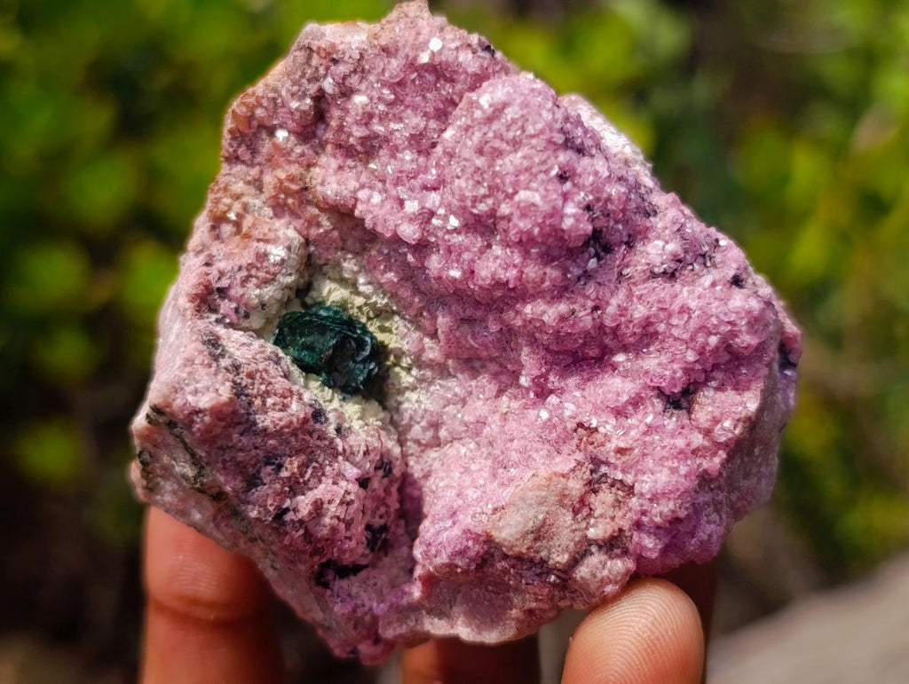 Natural Salrose Specimen with a Bladed Malachite Petillated Crystal x 1 From Kakanda, Congo