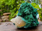 Natural Superb Dioptase and Fibrous Malachite Specimen with Dog Tooth Calcite Crystals x 1 From Mashamba East, Congo
