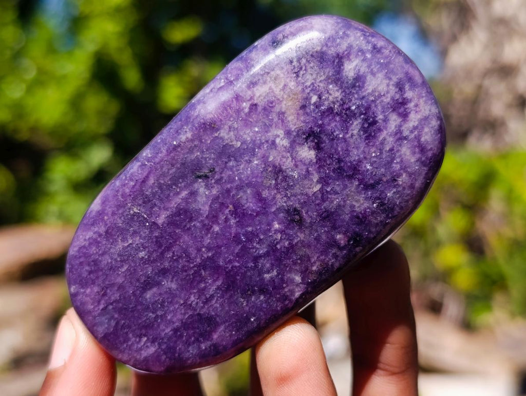 Polished Pair of Purple Lepidolite Palm Stones x 1 From Zimbabwe