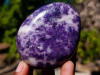 Polished Pair of Purple Lepidolite Palm Stones x 1 From Zimbabwe