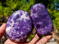 Polished Pair of Purple Lepidolite Palm Stones x 1 From Zimbabwe