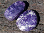 Polished Pair of Purple Lepidolite Palm Stones x 1 From Zimbabwe