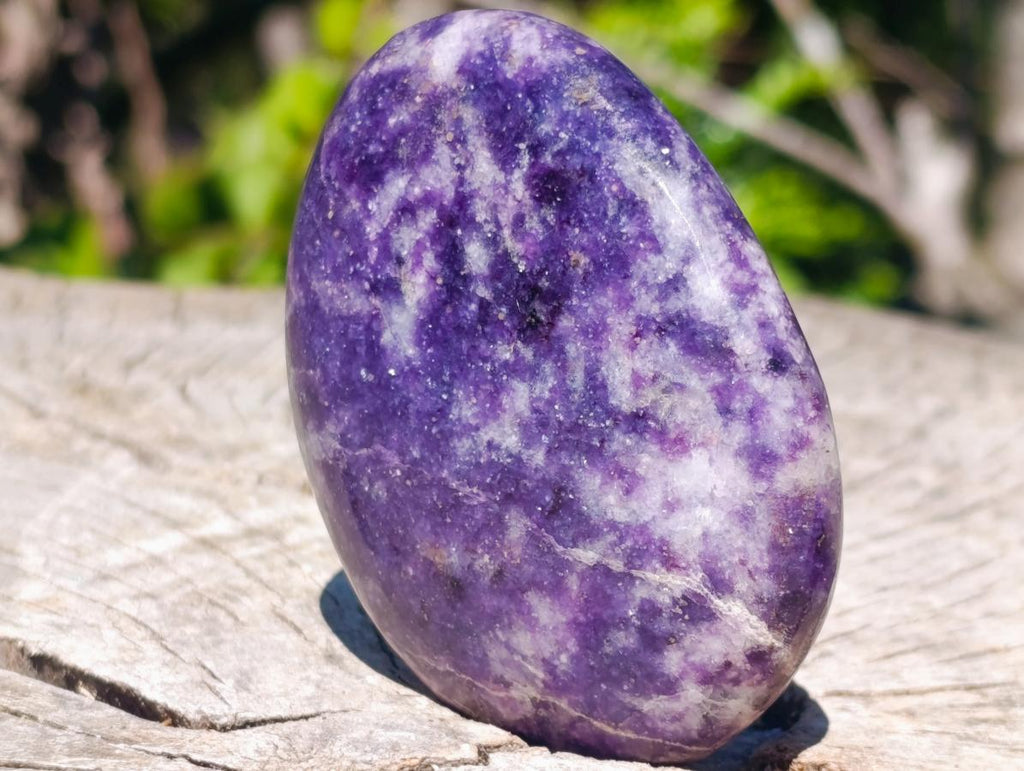 Polished Pair of Purple Lepidolite Palm Stones x 1 From Zimbabwe