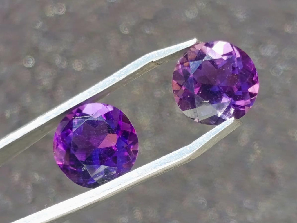 Polished Set of 3 Zambian Amethyst Faceted Stones x 1 From Zambia