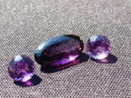 Polished Set of 3 Zambian Amethyst Faceted Stones x 1 From Zambia