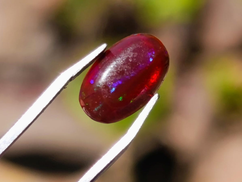 Polished Set of 3 Red Ethiopian Fire Opal Cabochons x 1 From Ethiopia