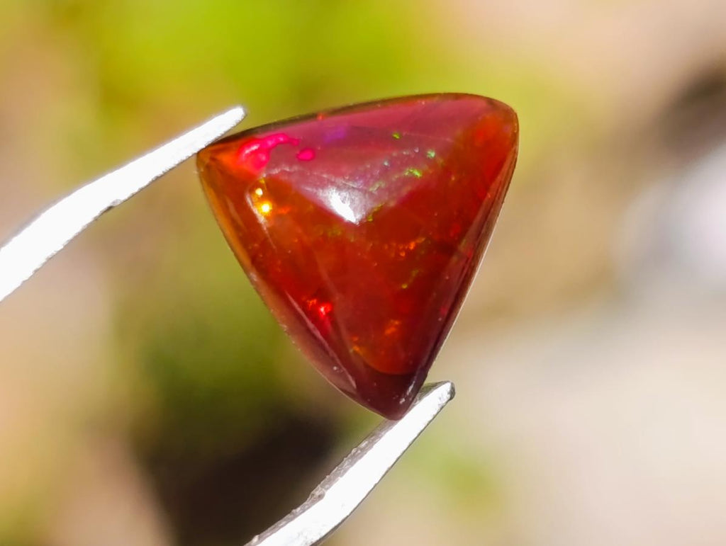 Polished Set of 3 Red Ethiopian Fire Opal Cabochons x 1 From Ethiopia