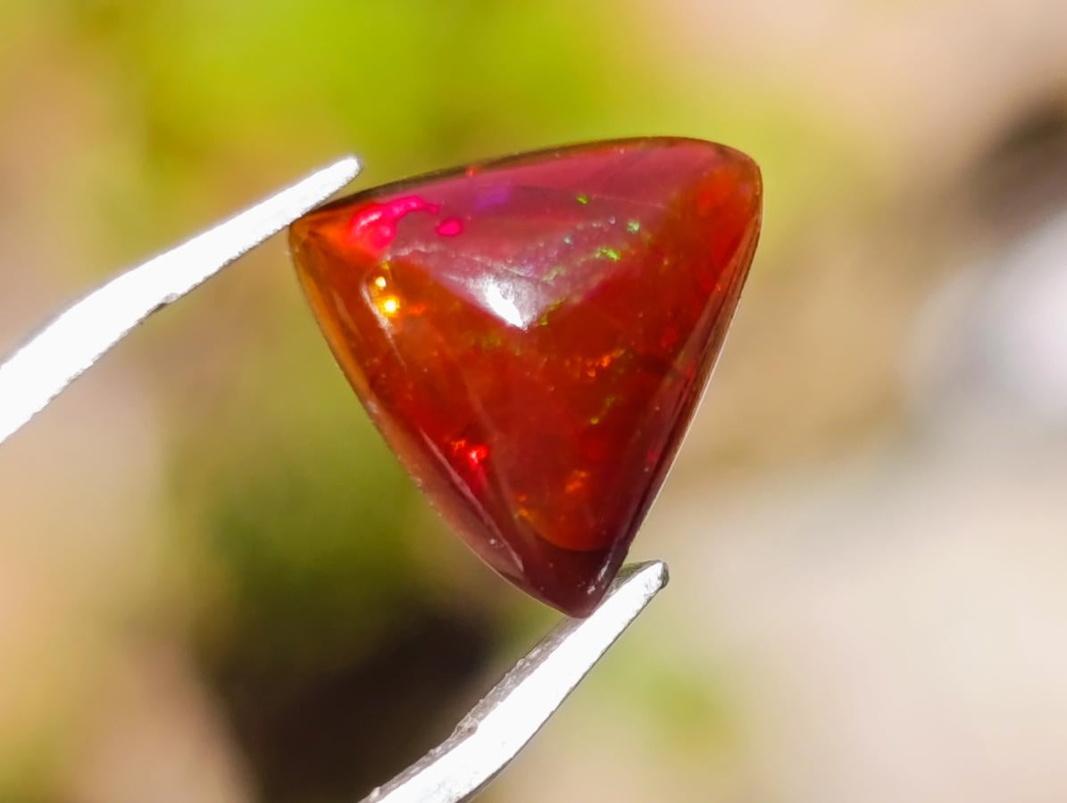 Polished Set of 3 Red Ethiopian Fire Opal Cabochons x 1 From Ethiopia